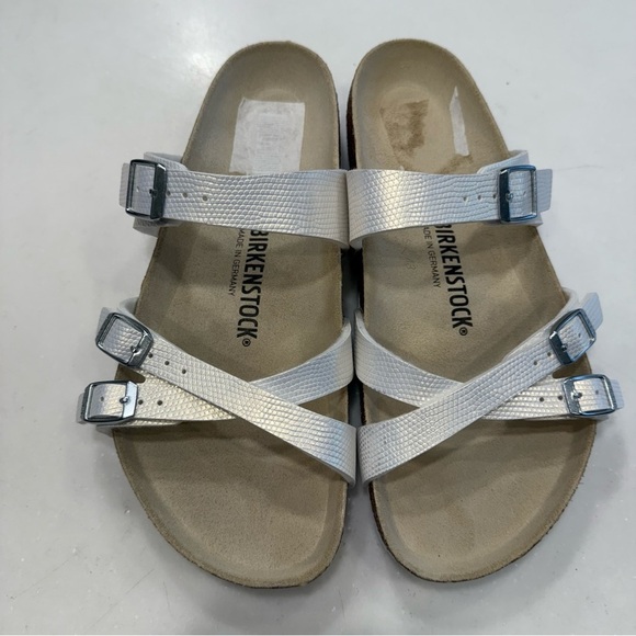 Birkenstock Franca Woman’s Sandals Slides Croc Embossed White US 10-10.5 EU 41 - Picture 3 of 9